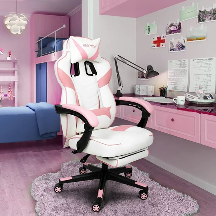 Pink faux leather online office chair